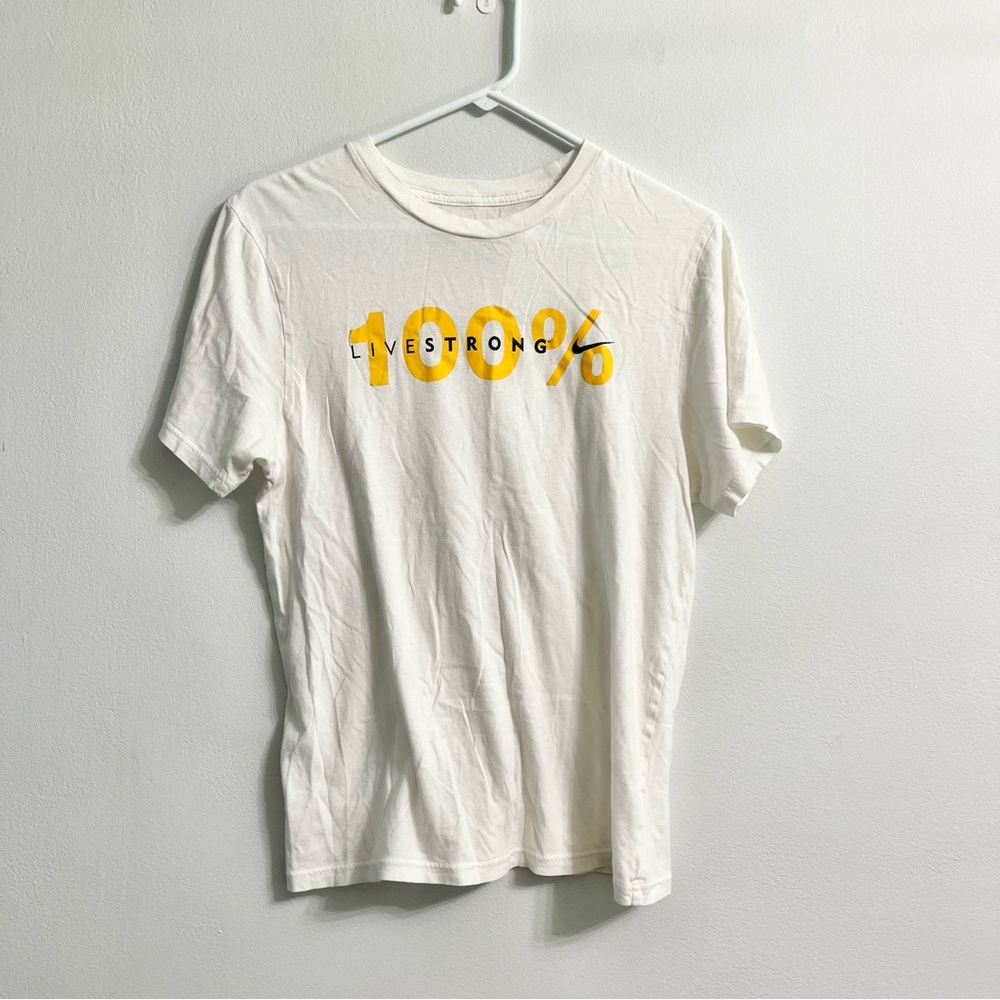 Nike Livestrong Kids Youth T Shirt Tee White Black Yellow Large 14-16 or Wom SM